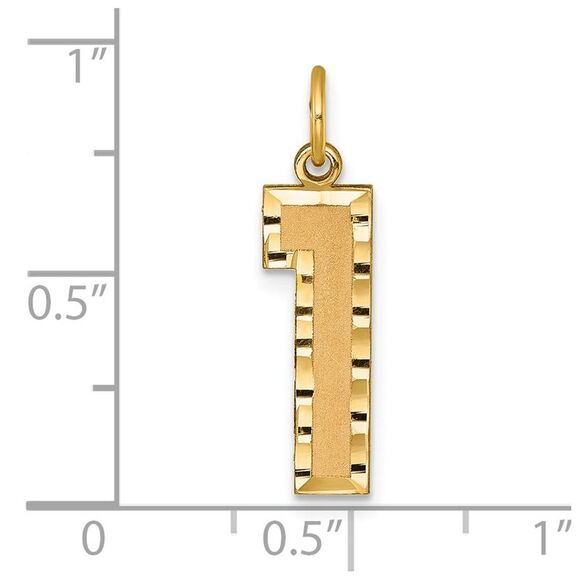 14k Yellow Gold, Varsity Collection, Large D/C Pendant Number 1 - Picture 4 of 5